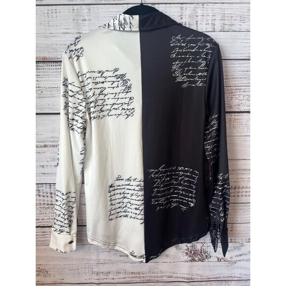 BLOUSE LONG SLEEVE BUTTON DOWN STATEMENT DRESS BLOUSE - Picture 2 of 12